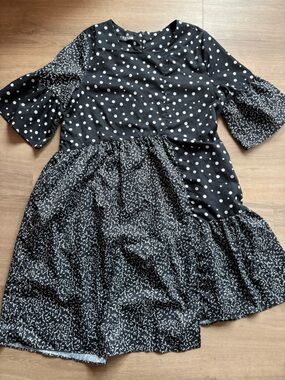 Caara Asymmetrical Polka Dot Tiered Dress